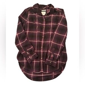 American Eagle ahh-amazingly soft boyfriend‎ plaid flannel Small Burgundy